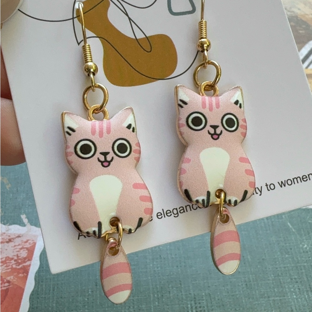 Cute cats earrings dangle new